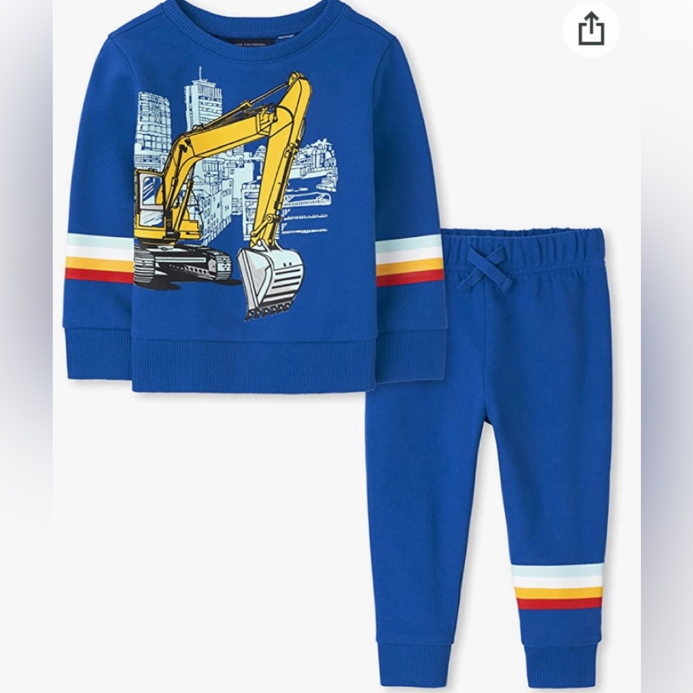 The Children's Place Construction Truck graphic 2-Piece Toddler Set(9-12…